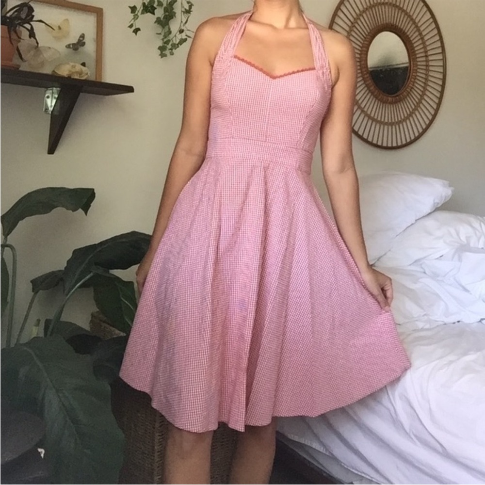 Gingham halter dress